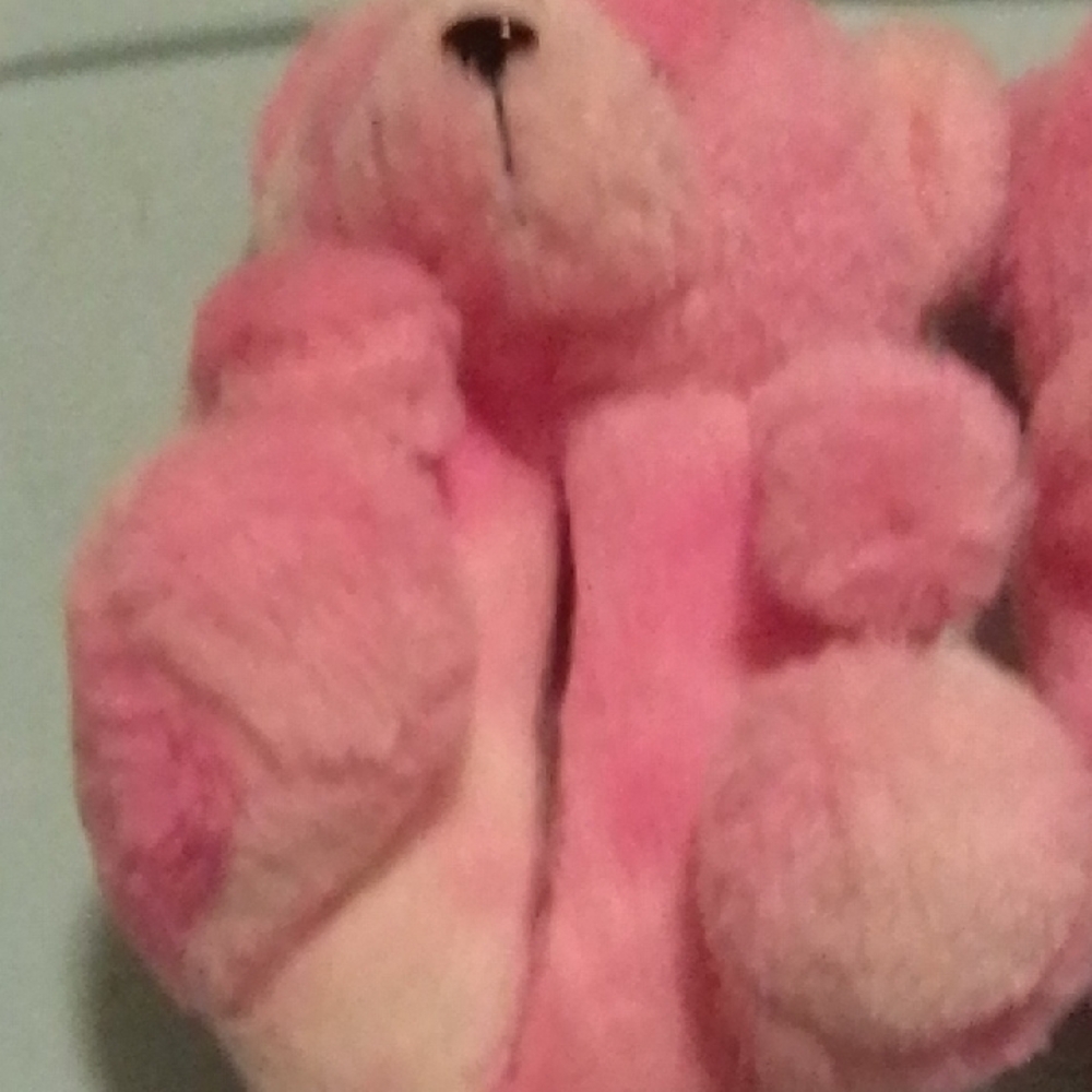 Pink Plush Teddy Bear Slippers